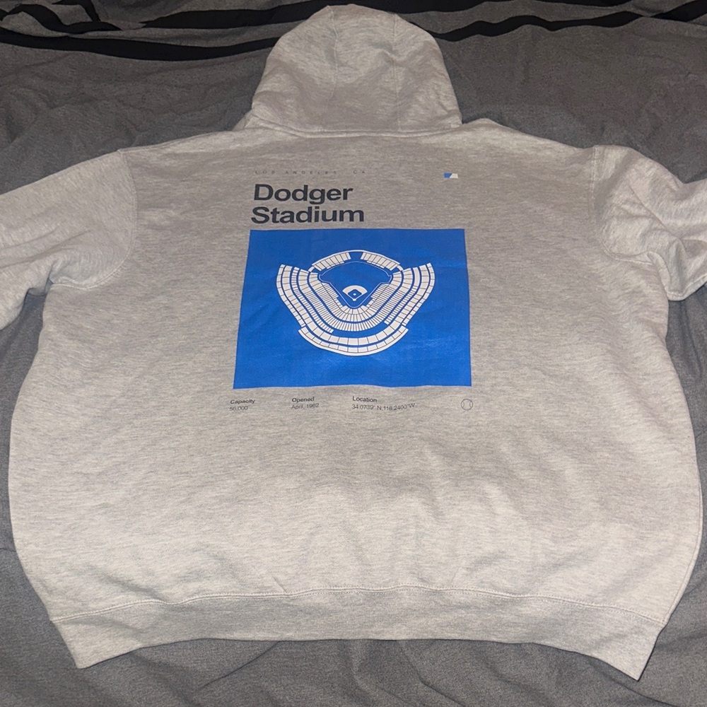 One of a Kind Gray Dodger Stadium Hoodie